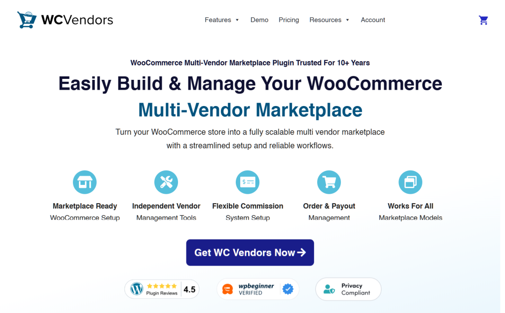 The WC Vendors homepage