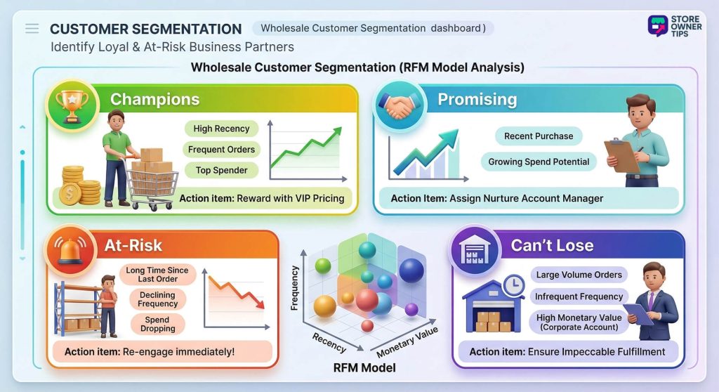A chart showing customer segments based on how recently and often they shop.