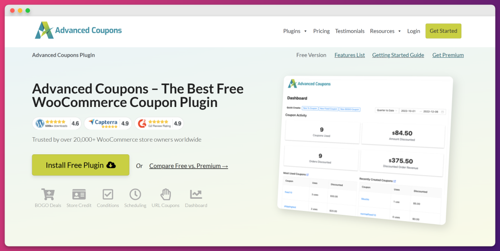 Advanced Coupons free WooCommerce coupon plugin homepage