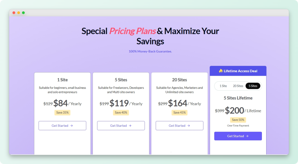 WholesaleX pricing plans showing yearly and lifetime pricing options